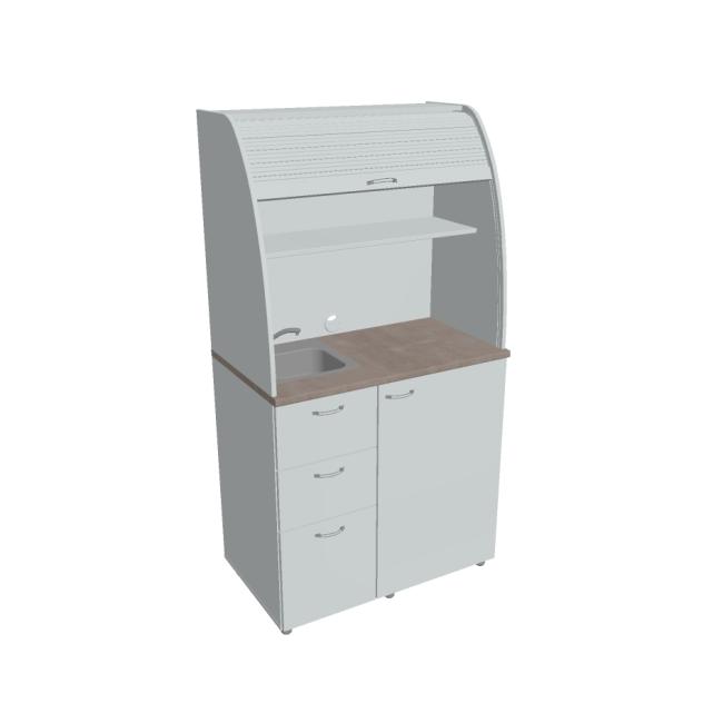 [ON450788] Kuchynka s drezom, batériou a chladničkou ľavá, 100x189,1x60 cm, sivá/sivá