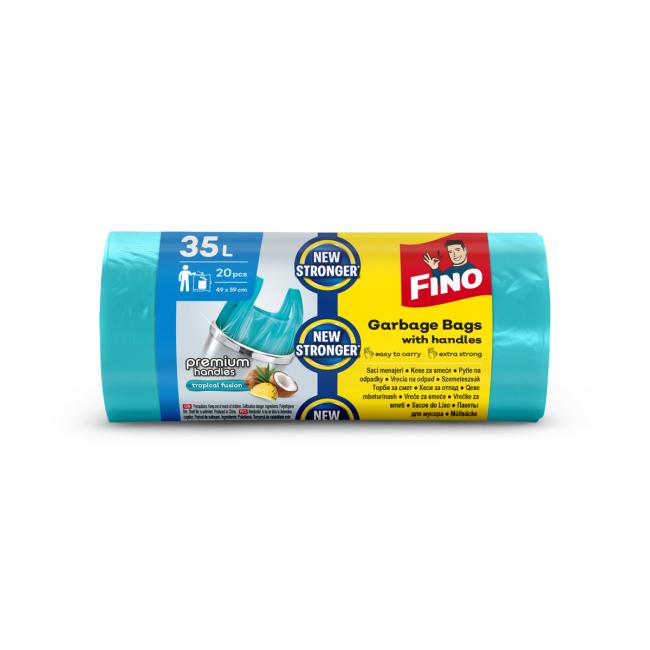 [HY058732] Vrecia zaväzovacie s ušami FINO Premium aromatic 35 ℓ, 10 mic., 49 x 60 cm, zelené (20 ks)