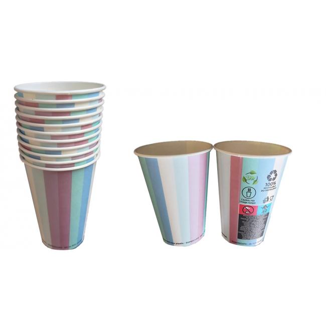 Papierový pohár ’farebné pruhy’ Ø 73 mm, 0,18 l (50 ks)