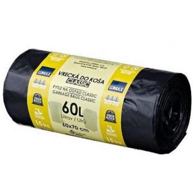 [HY858558] Vrecia zaväzovacie 60 ℓ LDPE 28 mic. 60 x 70 cm, čierne (15 ks)