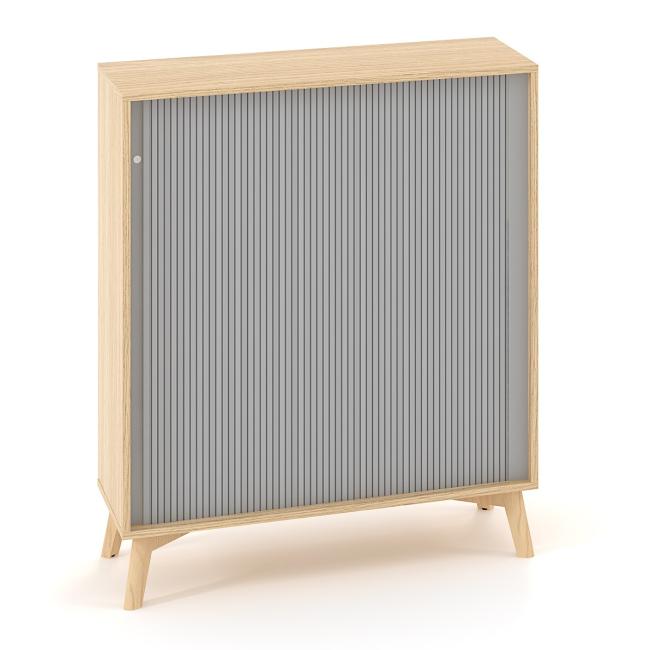 Policová skriňa ALFA ROOT, žalúziové dvere RAL9010, 2 police, 100x45x121,5cm, dub