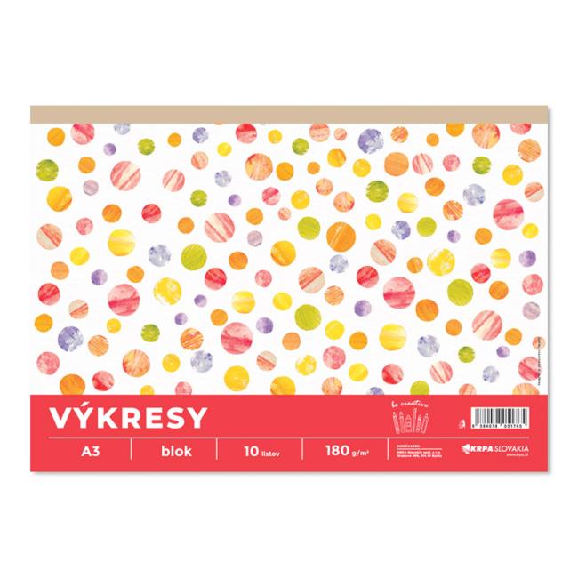 Výkresy 180g, A3, 10 ks v bloku, farba biela