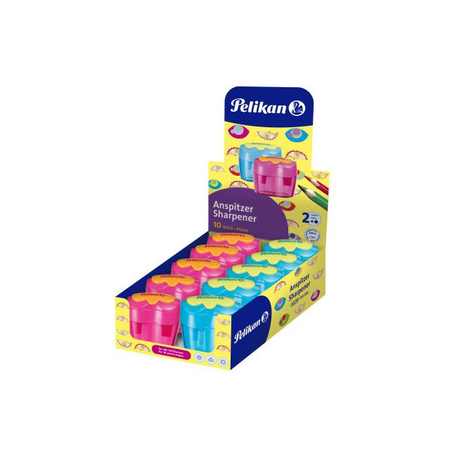 [PE700696] Strúhadlo Pelikan Flower plastové s 2 otvormi mix farieb modré ružové