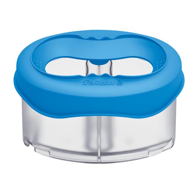 [PE800310] Plastový pohárik Pelikan s držiakom na štetec, modrý
