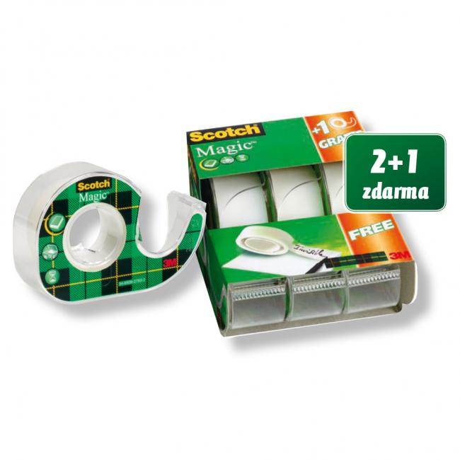 Lepiaca páska Scotch Magic, 19 mm x 7,5 m, s dispenzorom, 2+1 zdarma