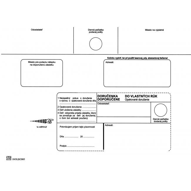 Poštové obálky C5 doručenka do VR OD, Nedoposielať, 1000 ks