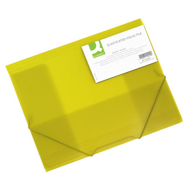 [QC015449] Plastový obal s gumičkou Q-CONNECT žltý