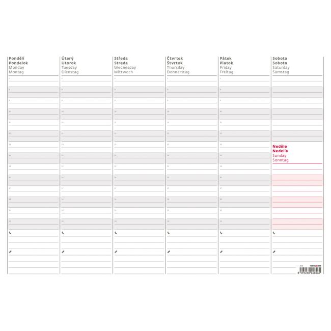 Týždenná plánovacia mapa A3 45 x 31,5 cm bez spodnej lišty