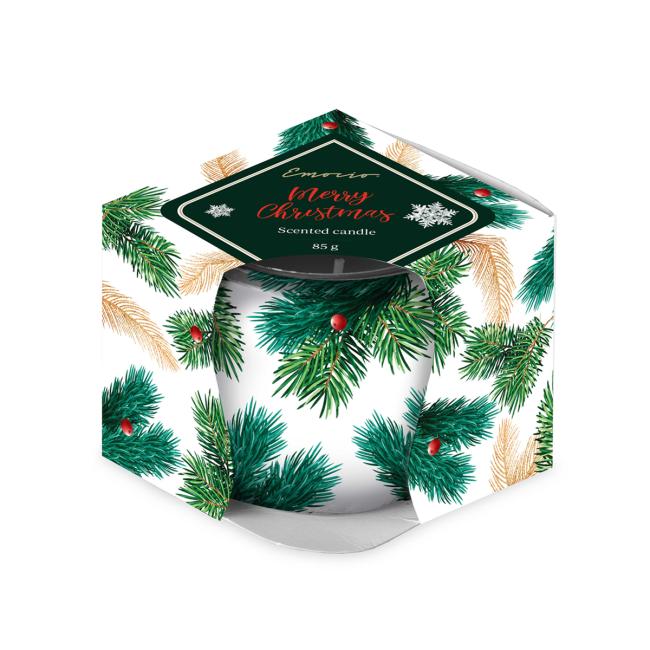 [XM041762] Emocio sklenený dekor 70x62 mm Veselé Vianoce, vonná sviečka