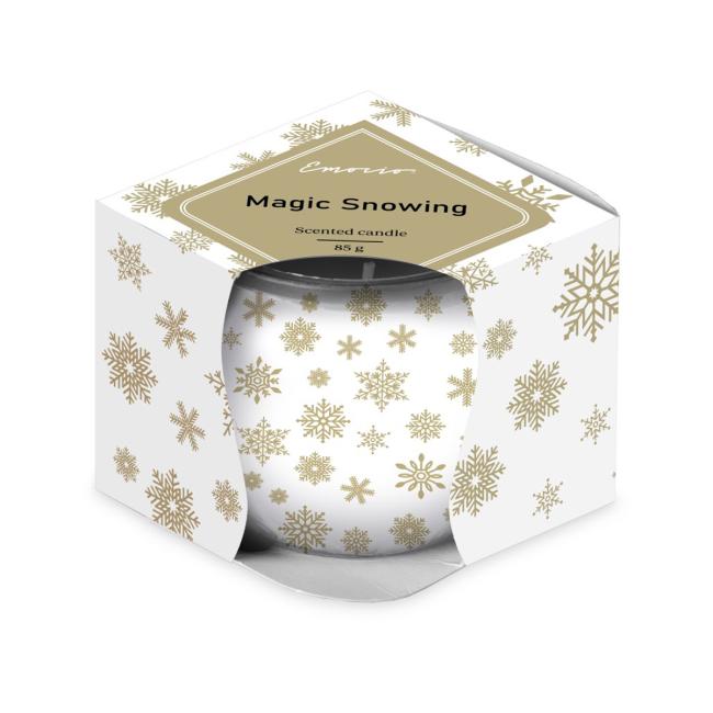 [XM043776] Emocio sklenený dekor 70x62 mm Magic Snowing bielo-zlatá vonná sviečka