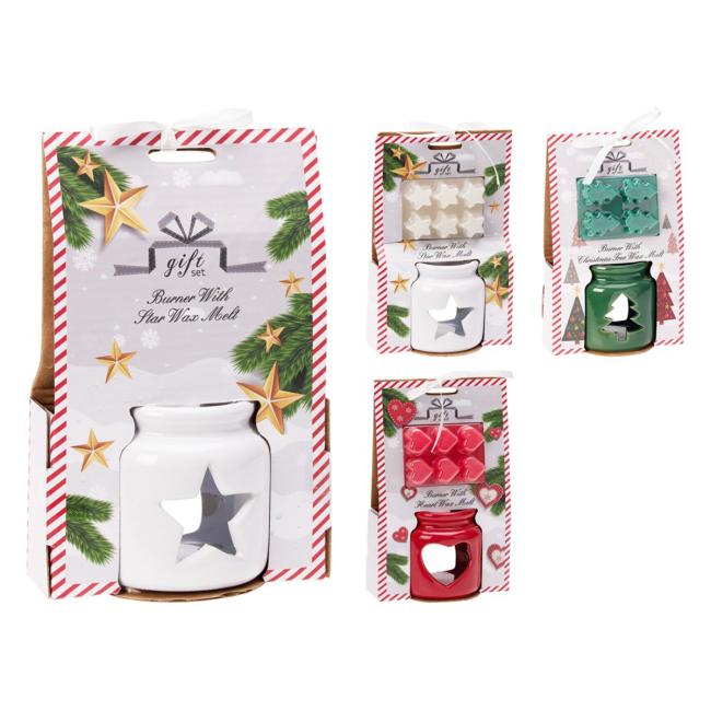 Aróma lampa 80x80mm + voskový stromček, hviezda, srdce, mix farieb