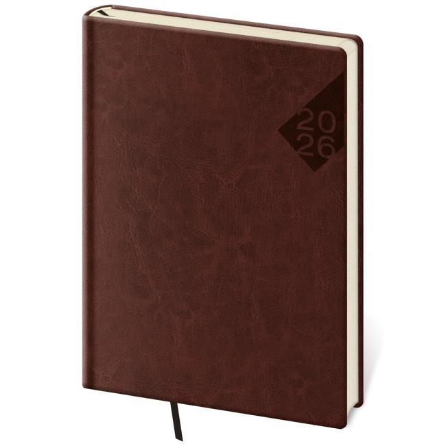 Diár Nebraska týždenník A5 14,3x20,5 cm anglický červený 2026