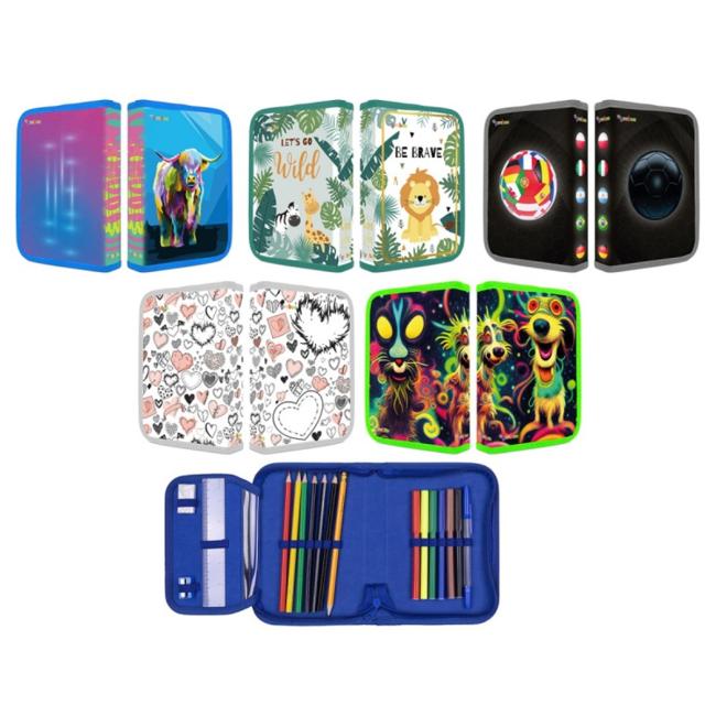 [DO676718] Peračník DONAU 1-zipsový 2-klopý plný, mix motívov, bal.10 ks