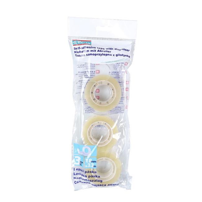 [DO787903] Lepiaca páska DONAU, 18 mm x 33 m, s dispenzorom, 3 ks