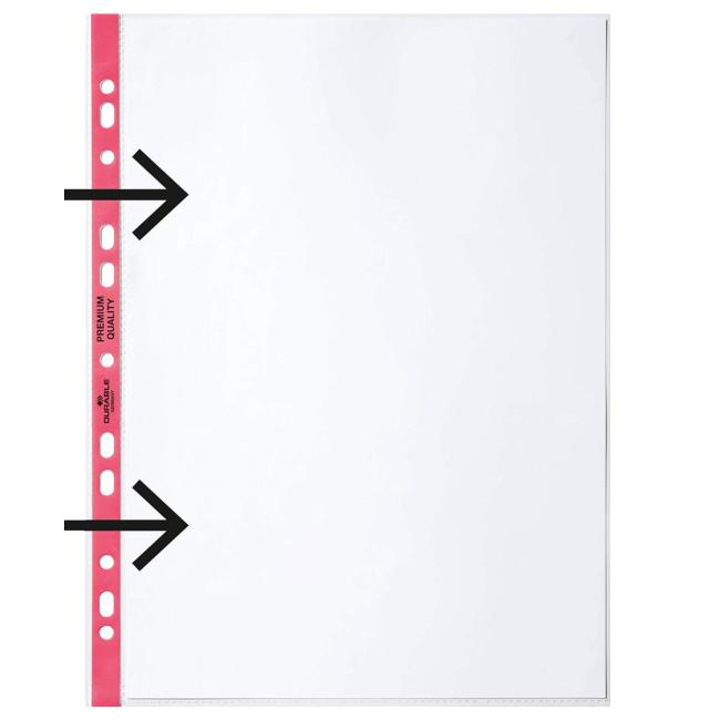 Euroobal DURABLE otvorený zľava A4 90mic s červeným okrajom 100ks