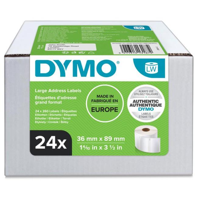 [DY722390] Samolepiace etikety Dymo LW 89x36mm adresné veľké biele 6240ks