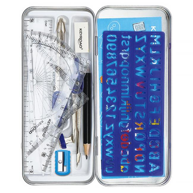 [EC971708] Súprava školských pomôcok KEYROAD kovové puzdro, mix farieb