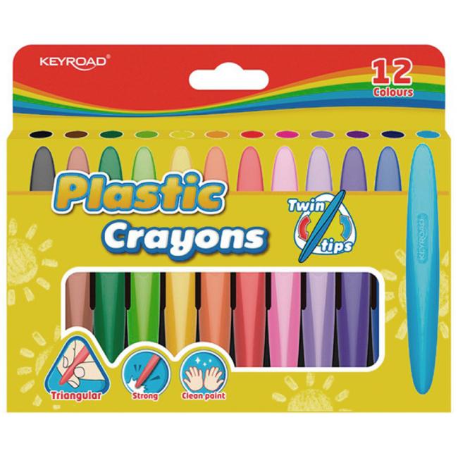 [EC971802] Voskové pastelky KEYROAD Twin Tips trojhranné, mix farieb