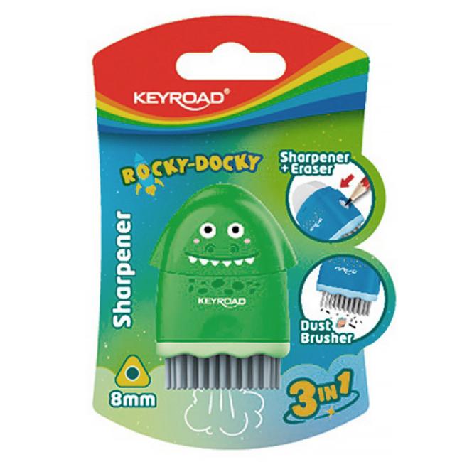 [EC972031] Strúhadlo KEYROAD ROCKY-DOCKY plastové s nádobou na odpad, blister, mix farieb