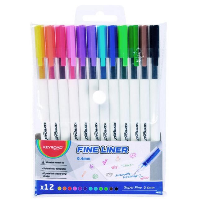 Sada linerov KEYROAD Fine 0,4 mm, 12 ks, mix farieb