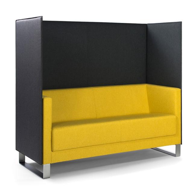 [FL001005] Dvojkreslo Vancouver Lite, lyžinové nohy chróm, látka Next NX-1 žltá, paraván látka NX-16 čierna
