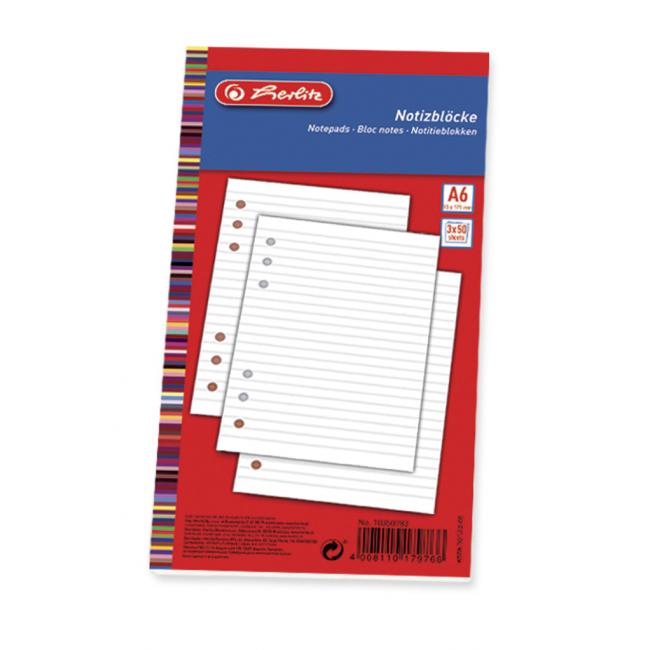 Náplň do bloku TP Herlitz A6 150 listov s linajkami (3 x 50)