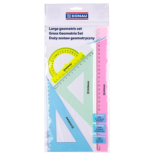 [DO084904] Rysovacia súprava pravítiek DONAU veľká mix farieb